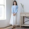 Girls' Autumn Lace Two-Piece Set: Long-Sleeve Top and Skirt for Children