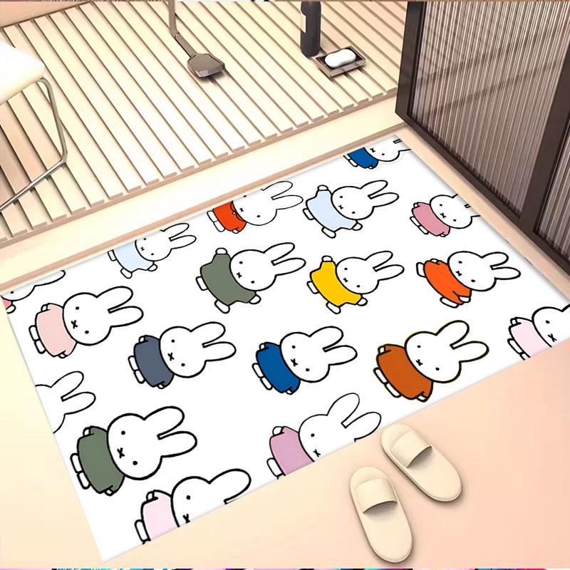 Miffy Print Rug, Washable Floor Carpet, For Entryway Dorm Laundry Room Office Study, Home Decor Birthday Christmas Gift
