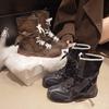Retro Booties  New Autumn Versatile British Wind Soft-soled Scrub Leather Lace-up Booties