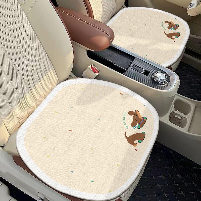 

Universal Cartoon Linen Car Seat Cushion - Breathable, Ventilated, Dirt-Resistant, All-Season Comfort. Driver Seat Cushion [1 piece]