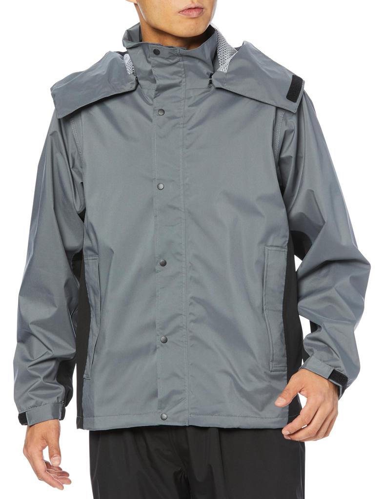 [Document] Rain Suit with Helmet Compatible Hood, Breathable and Waterproof, Charcoal G, Medium