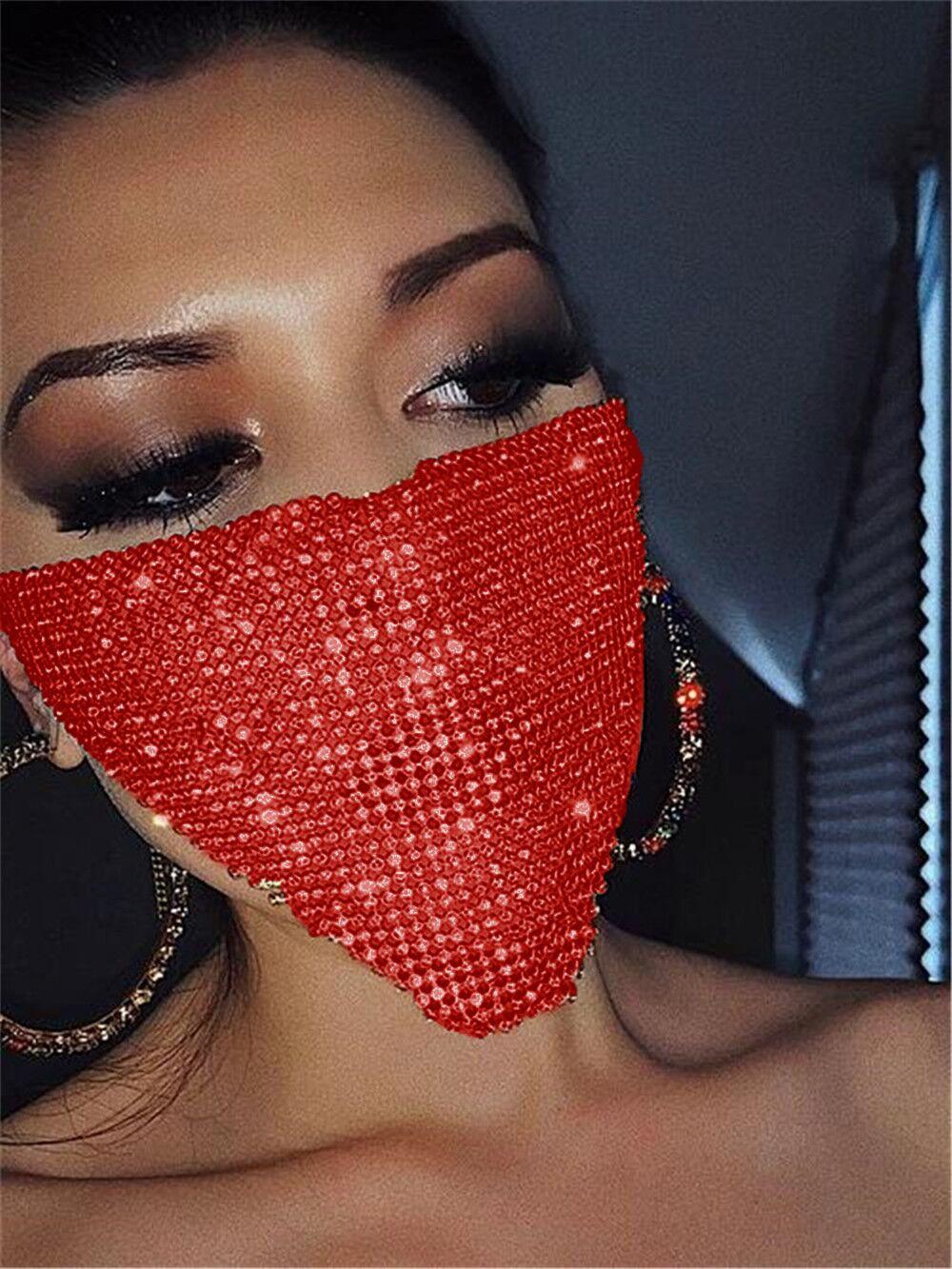 

1Pc Rhinestone Decorative Mask –Sparkly Metal Party Mask for Women,Glitter Masquerade Face Cover,Club Carnival Costume Accessory червоний