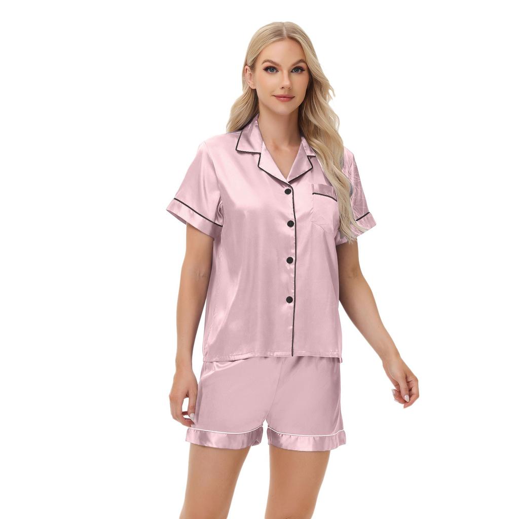 Ice Silk Pajamas Women's Long And Short Sleeves Satin Large Size Pajamas Home Clothes