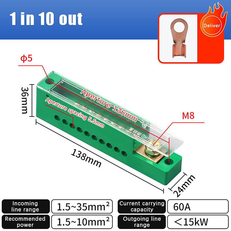 Unipolar Splitter Junction Box 1 In 4/6/10/12 Out Retardant Metering Cabinet Wire Terminal Block Retardant Flame Retar Parts