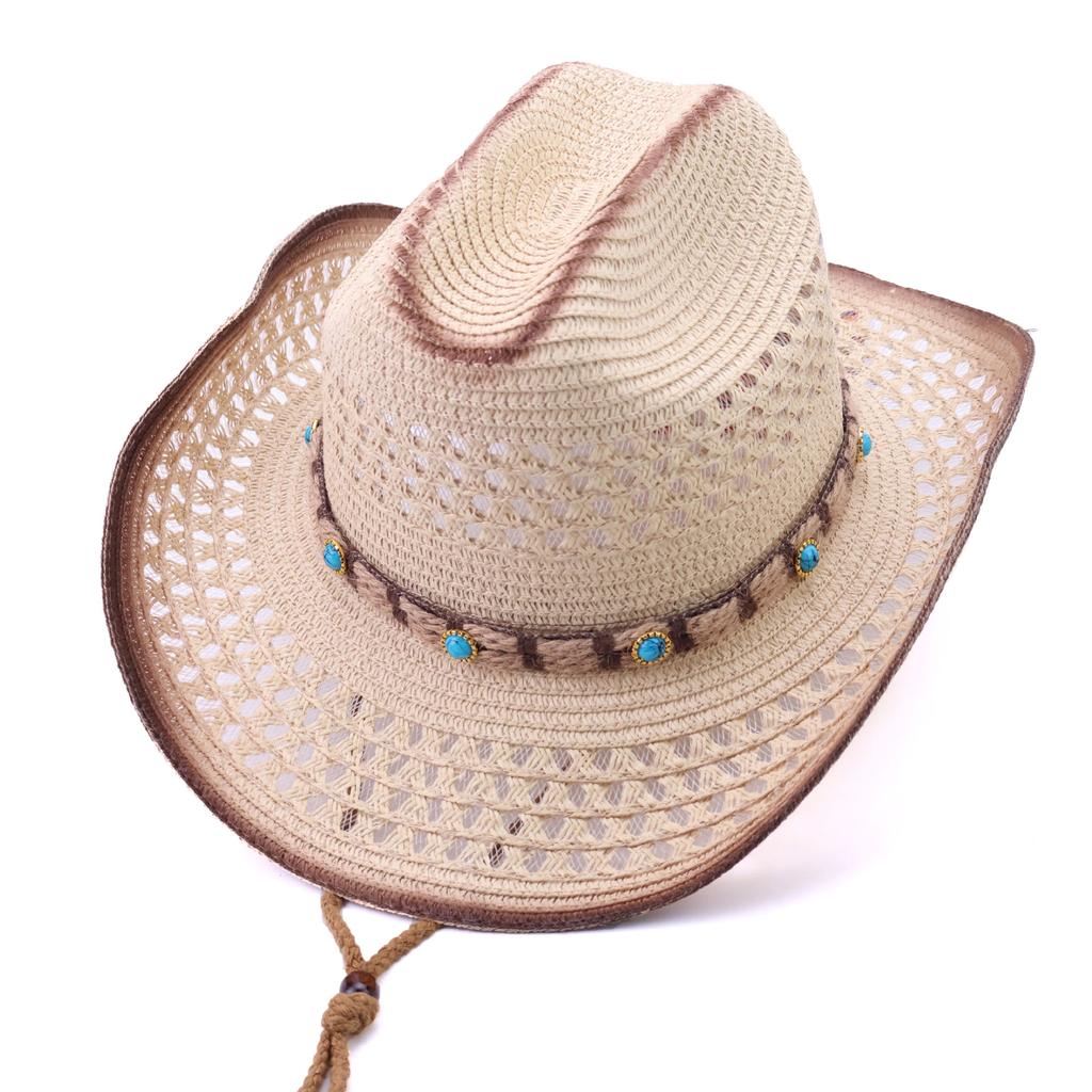 European and American Accessories, Western Cowboy Straw Hat, Retro Ethnic Style Jazz Hat, Men's and Women's Hats, Sun Protection Hat, Sun Hat