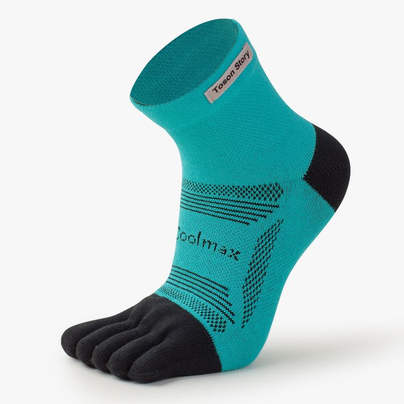 

Men s Coolmax Breathable Marathon Running Five-Toe Mid-Calf Socks: Anti-Friction, Sweat-Absorbent, Toe-Separated Design M (39-43) озеро синий