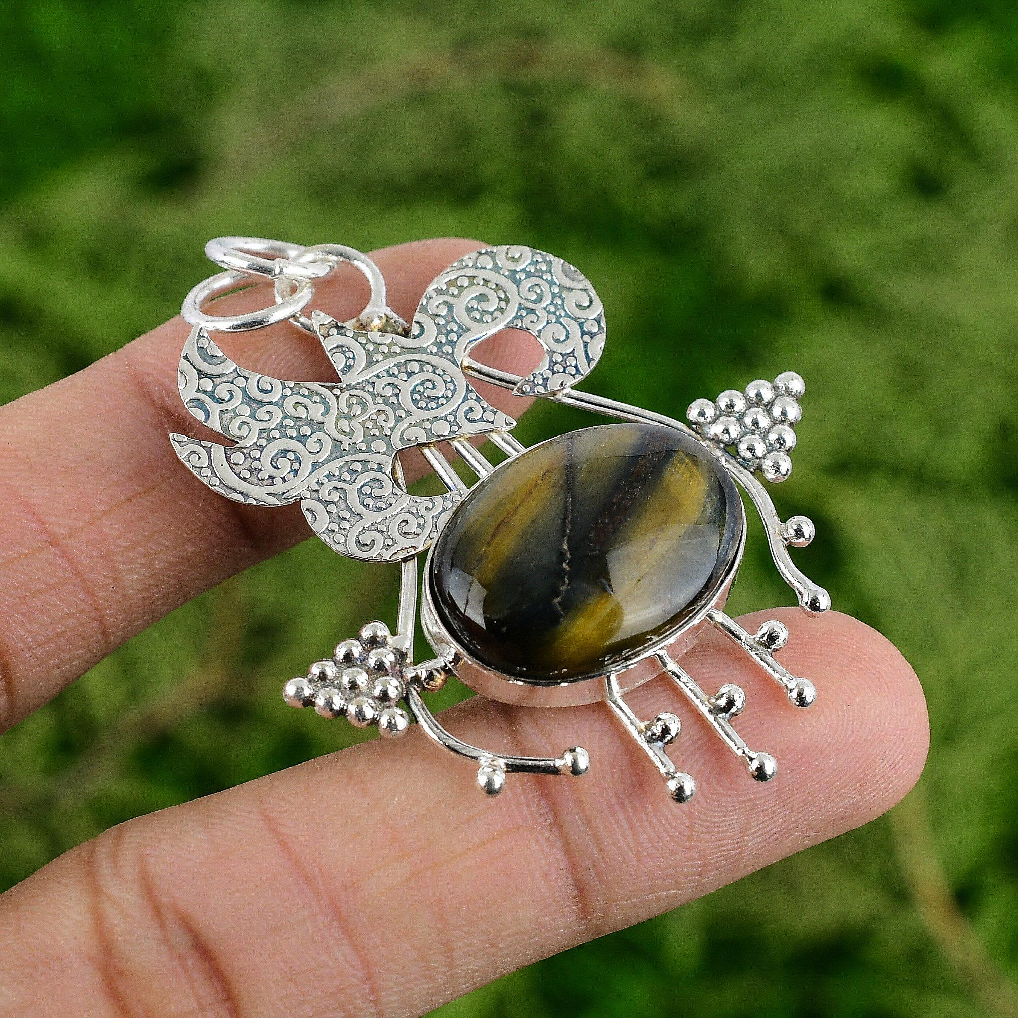 

Oval Nellite Stone Wedding Engagement Ethnic New Pendant Jewelry Sterling Silver