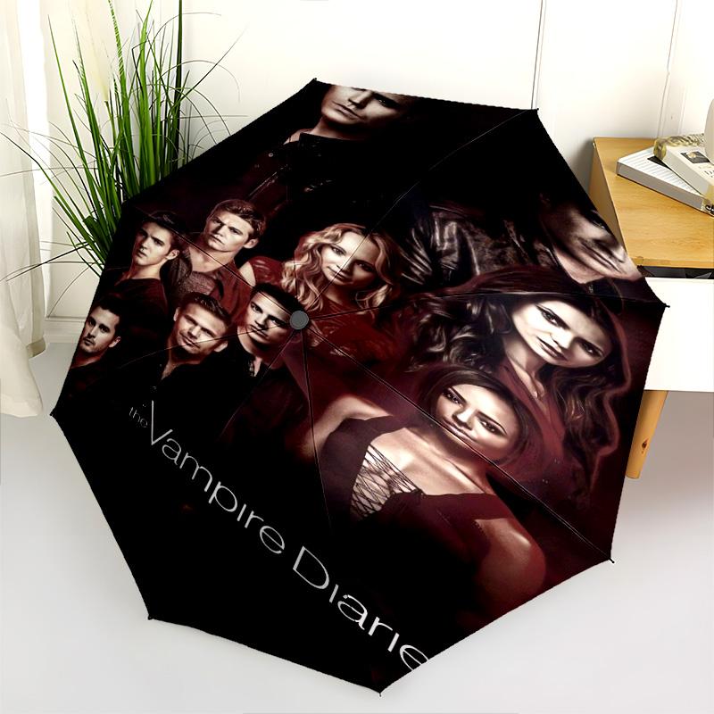 Blood Desire: Vampire Diaries Folding Umbrella Suitable for All Seasons 8 Paraphenoid Bones Umbrella Travel Umbrella