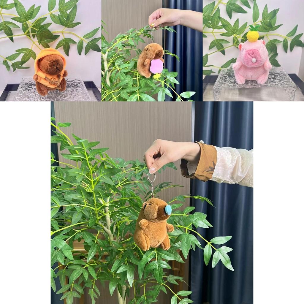 Adorable Plush Capybara Doll Keychain With Colorful Hoodie Perfect For Gifts
