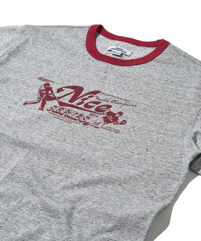 DISCUS ATHLETIC Nice Weather Collaboration Nice Series Ringer T-Shirt H.Grey