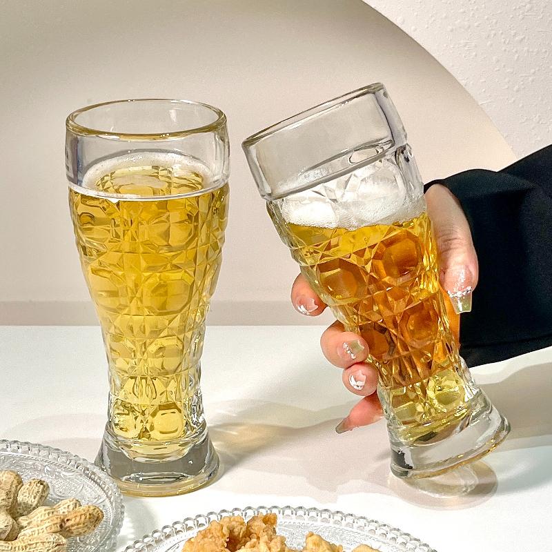 2pcs Sets Beer Glass Unique Design Thickened Craft Beer Glass Party Large Capacity Water Cup Wheat Beer Glass Kitchen Supplies