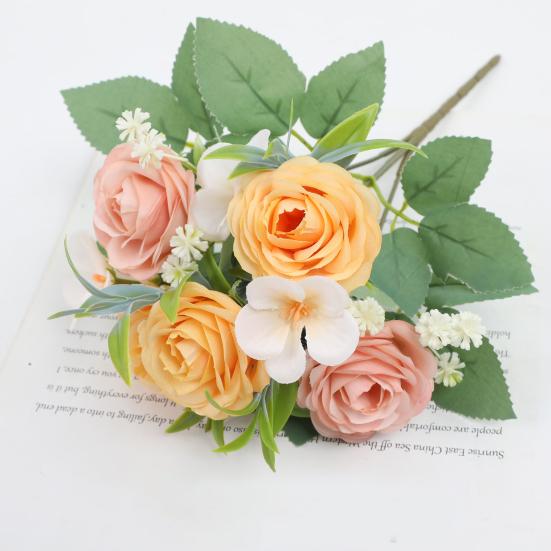 Simulated Roses Artificial Flowers Bouquet Real Touch Fake Roses for Home Wedding Office Decor Faux Silk Flowers All Year Round Bouquet for