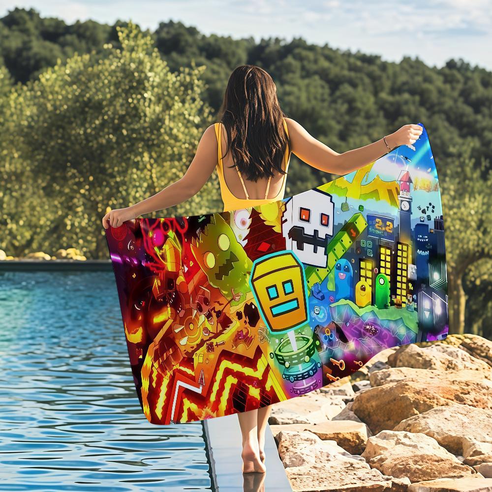 Game G-Geometry Dash Towel Yoga Gym Yoga Gym Lightweight Portable for Swimming Beach Travel Sports Accessories Sandproof