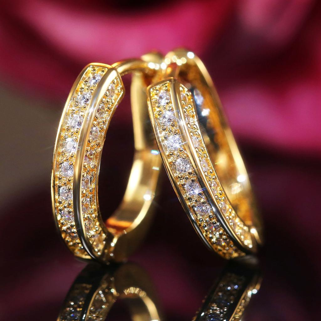 Popular U-shaped Geometric Zircon Ear Buckle, European and American Super Flash Full Diamond Earrings Ear Buckle Women