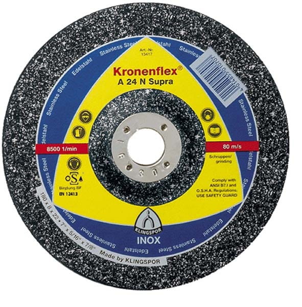 Klingspor Metal Grinding Disc 125Mm X 6.0Mm X 22.2Mm A24N Supra Inox