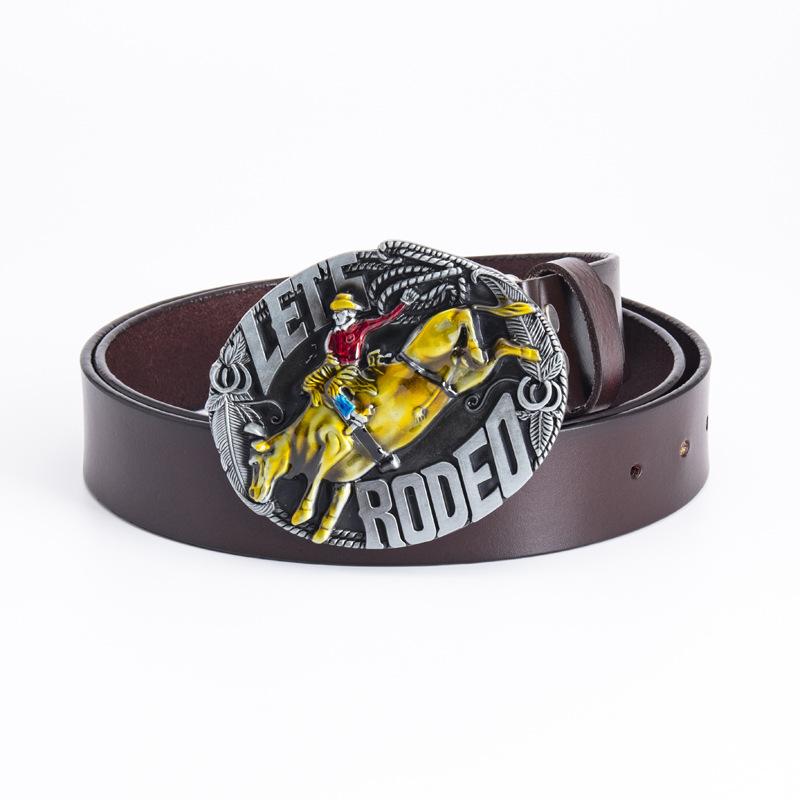 Gürtel aus einer Legierung, Western-Denim-Gürtel, Rodeo-Gürtel mit glatter Schnalle