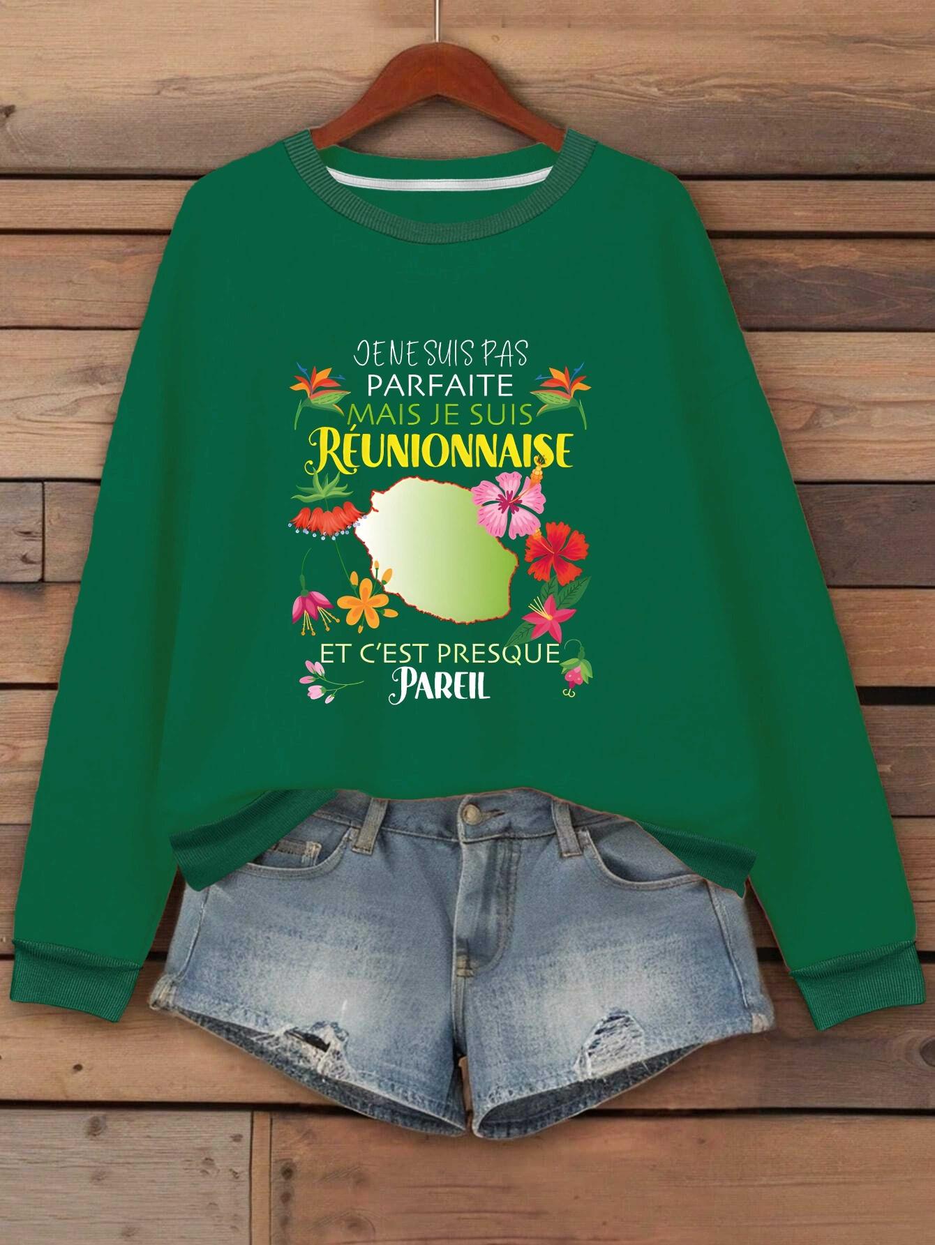 

встреча Tropical Reunion Pride цитата женские толстовки XXL зелёный