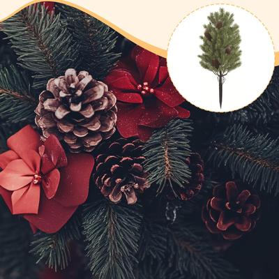 Artificial Christmas Tree Branch Greenery Shrubs with Cones Garden Stake for Front Porch