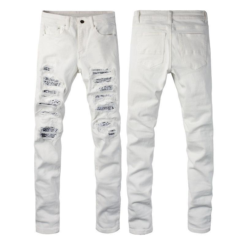 Fashionable, Casual, High-street White Jeans for Men – Slim-fit, Stretch, Ripped White Trousers