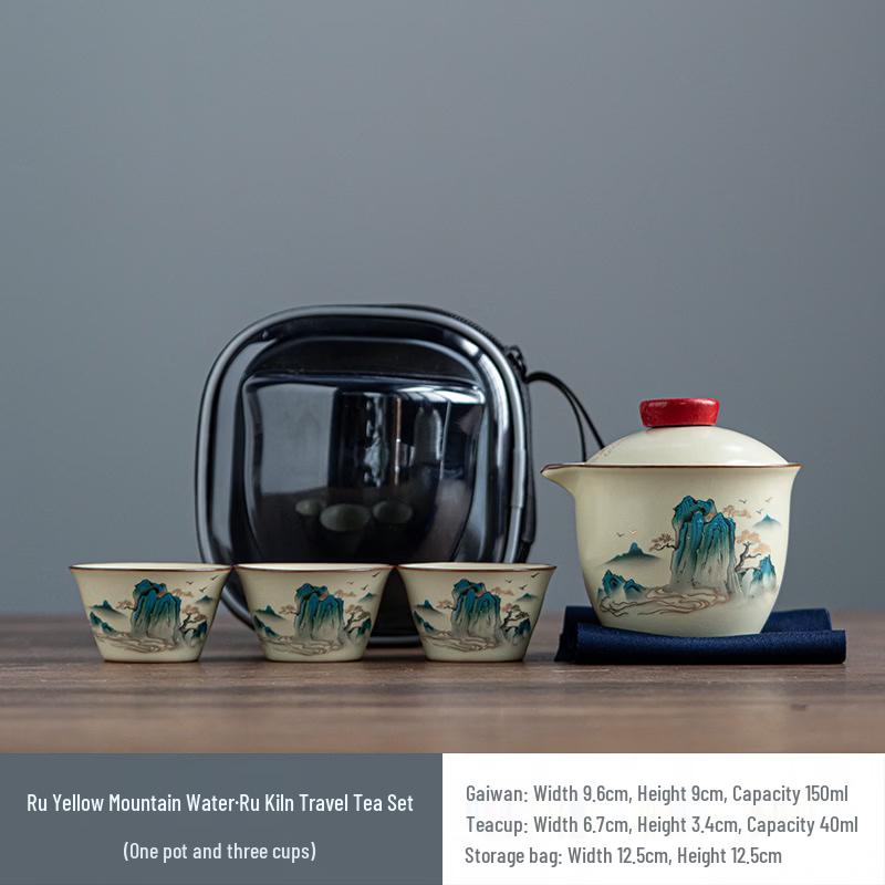 Ru Kiln Ceramic Portable Travel Tea Set