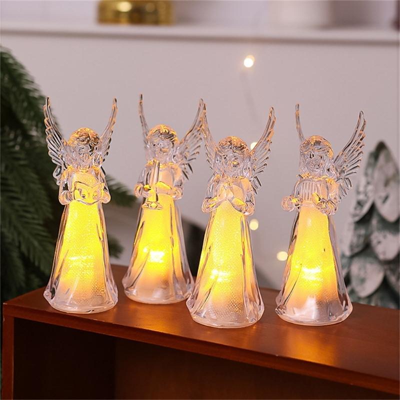4Pcs Clear Angel LED Night Lamp Cartoon Bedsides Ornaments Creating Warm Ambients Lighting