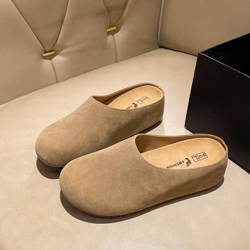 Retro half-drag new spring slack suede bag head lazy non-slip half-slippers outer wear