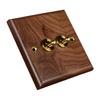 86Mm Wooden Light Switch Panel Black Walnut with Brass Toggle Lever Wall Lamp Switch for Home Lighting Control