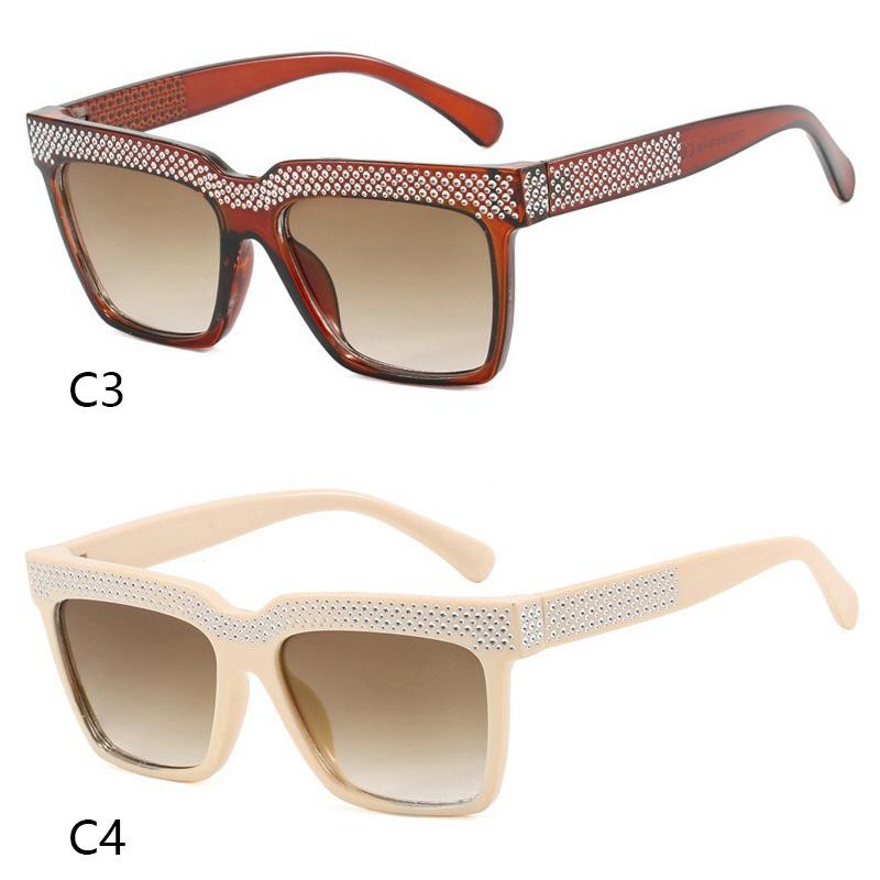 Premium Feel Diamond Inlaid Square Sunglasses Women Men Exquisite Luxury Sun Glasses Party Travel Glasses