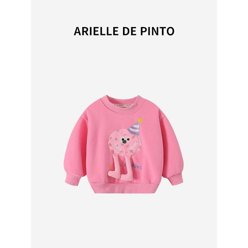 French Arielle De Pinto Sweatshirt for Girls, Autumn and Winter Style, Stylish Girl's Fleece-Lined Thick Cookie Sweatshirt, Trendy