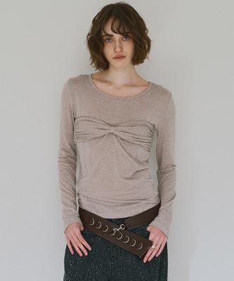MILLO WOMEN Bustier Shirred T-Shirt [Beige]