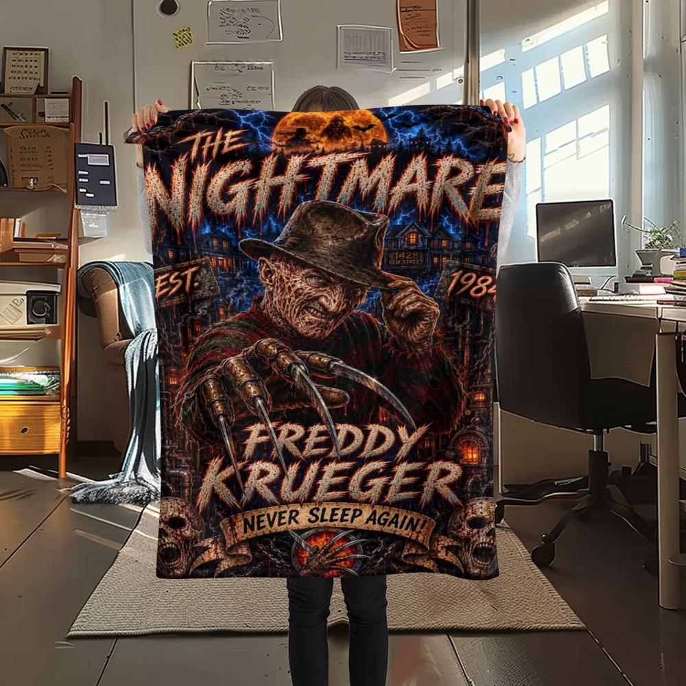 Creepy Freddy Horror Night Print Blanket Suitable For All Seasons Sofa Blanket Sheet Office Rest Blanket Machine Washable
