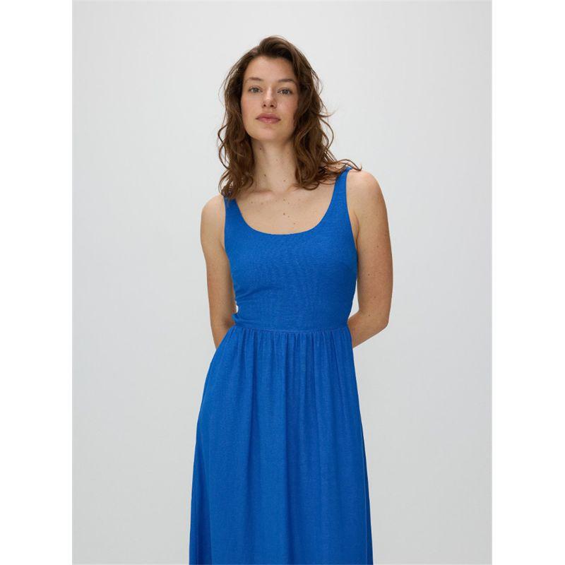 

Foreign Trade Pure Yuan Orders 24 Official Website New Woven Linen Blend Floral Sexy Backless Women Sleeveless Jumpsuit Long dress Blue XL