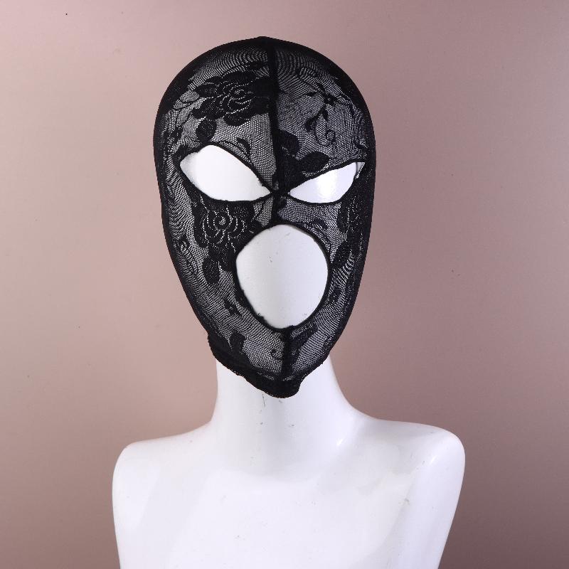 Black Lace Mask Unisex Sexy Head Mask Elastic Face Cover For Cosplay Party Performance Headgear