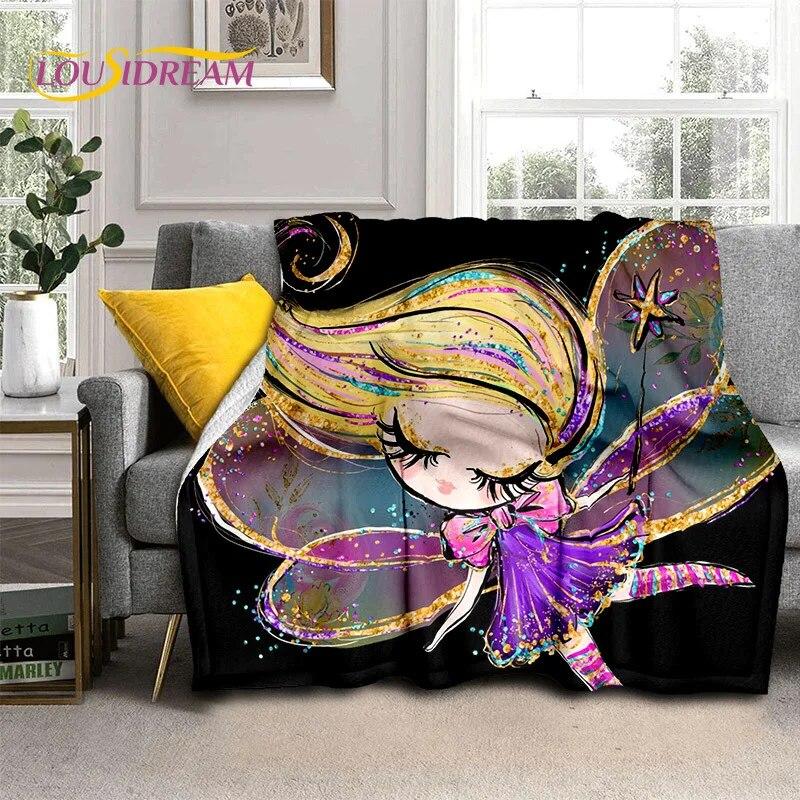Cartoon Ballerina Fairy Cute Ballet Girl Blanket,soft Throw Blanket for Home Bedroom Bed Sofa Picnic Office Cover Blanket Kids