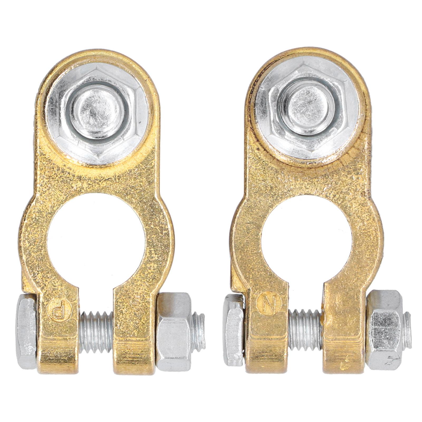 

2pcs Car Battery Terminal Wire Clamps Pure Copper Positive Negative Top Post Connectors