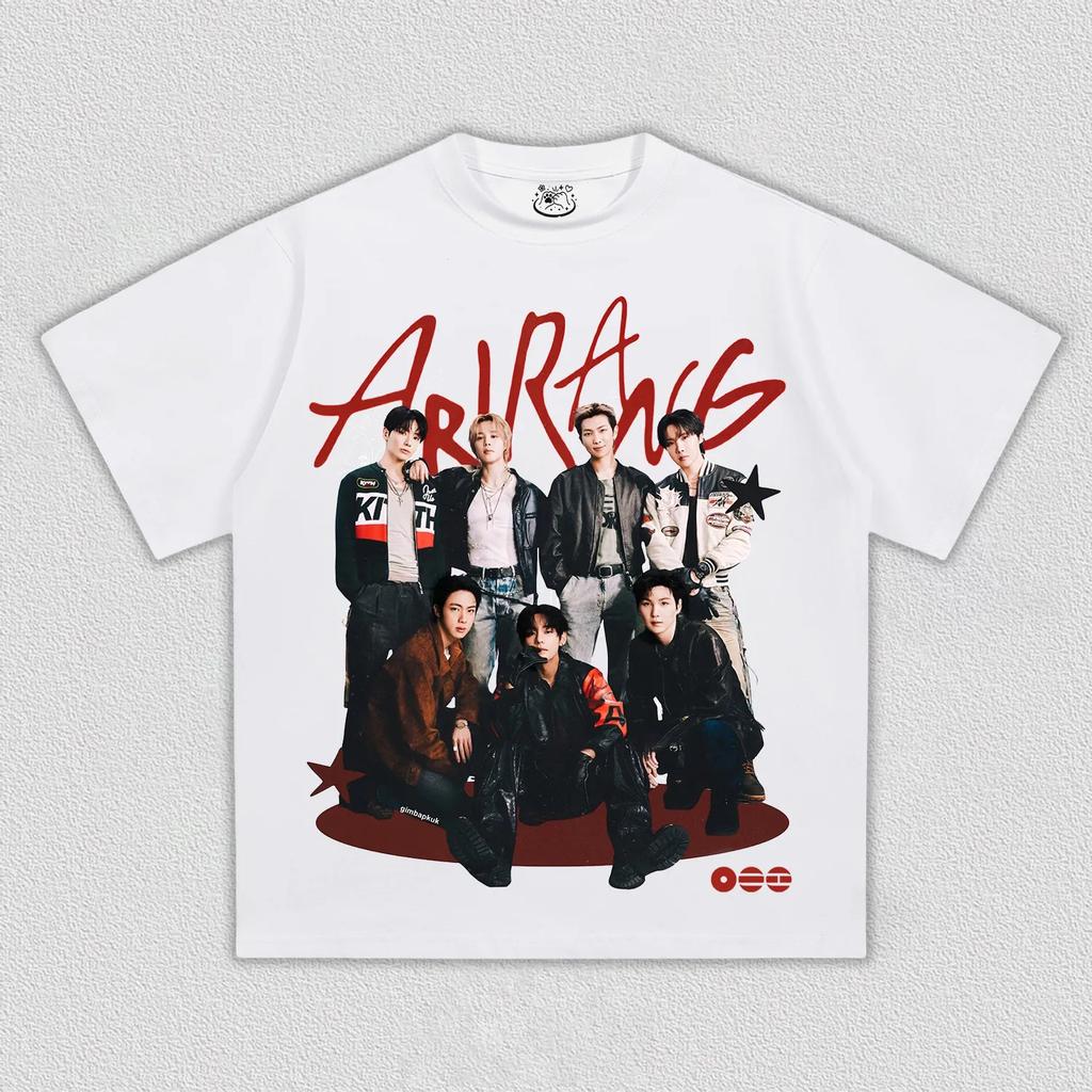2026 New BTS Arirang Portrait Graphics Unisex Tshirt Korean Kpop Boy Band Oversize Men's Women's Cotton Retro Fashion Shirt