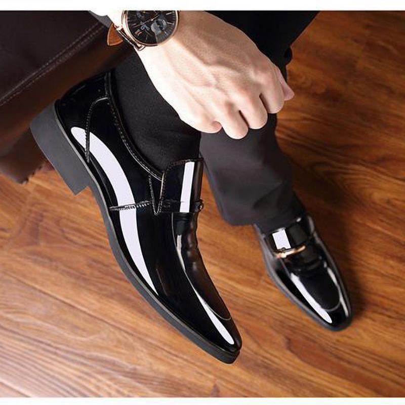 Men's Shoes Business High Gloss Patent Slip On Loafers Comfortable Casual Driving Boat Shoe Men