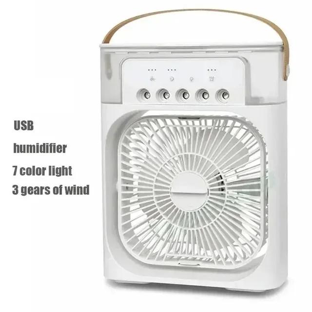 Desk Fan Night Light Rechargeable Portable Fan Electric Desktop 5 Holes Fans for Room Led USB Household Use Water Mist Mini Home