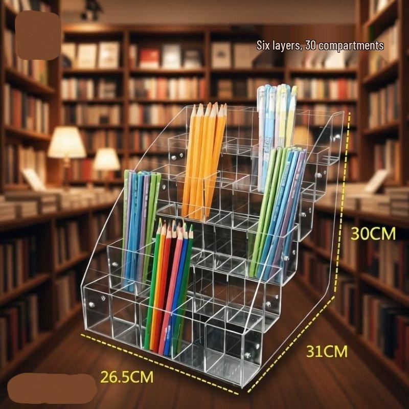 Acrylic Transparent Pen Holder Desktop Organizer and Display Rack