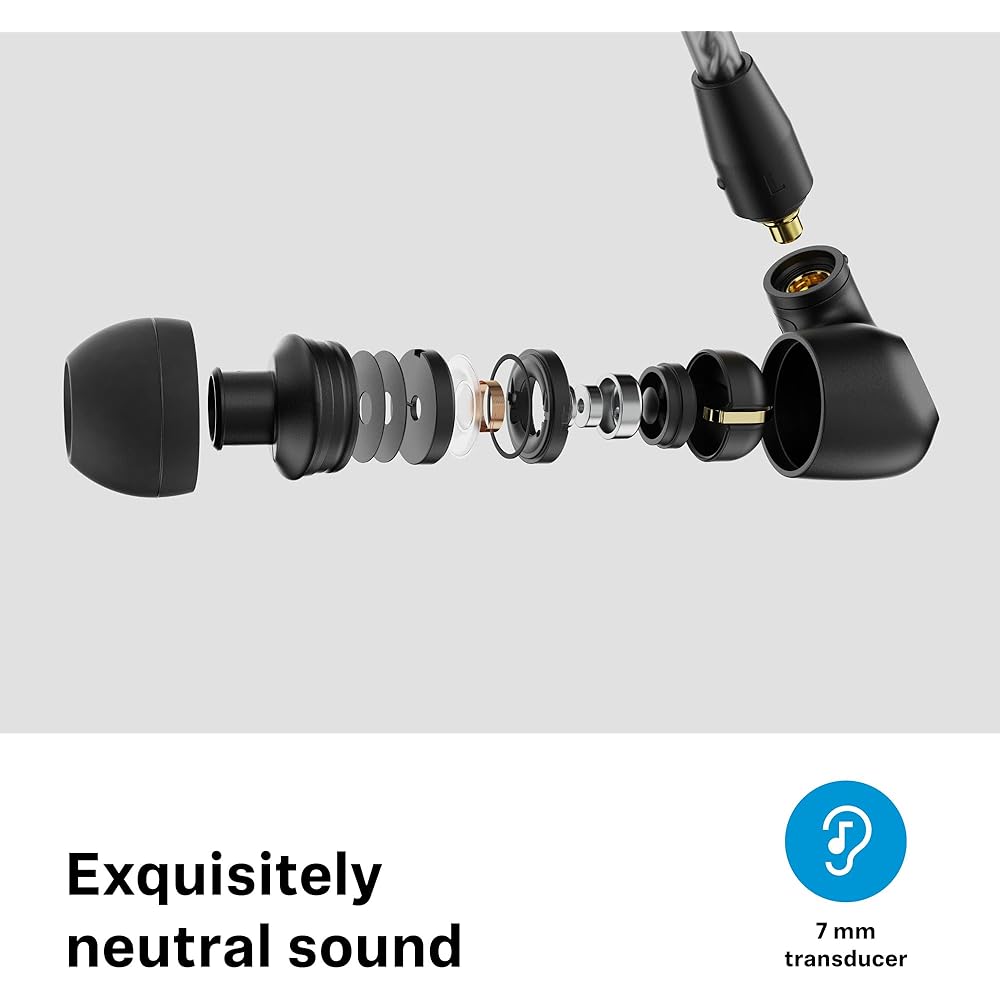 Sennheiser IE 200 Wired Earphones, Black, Dynamic, In-Ear, Audiophile, Gaming, TrueResponse Transducer, Blade Cable, Ear Hook, [Domestic Genuine Produ