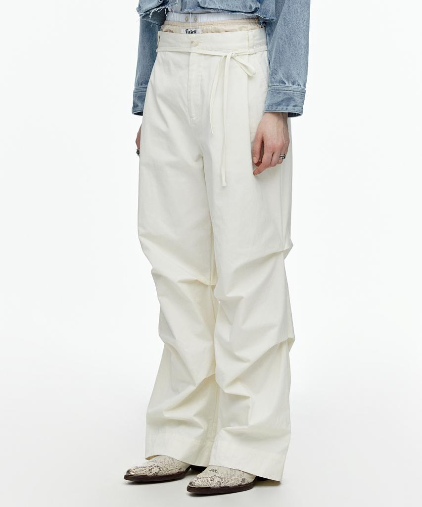 FALLETT Wide Parachute Pants Beige