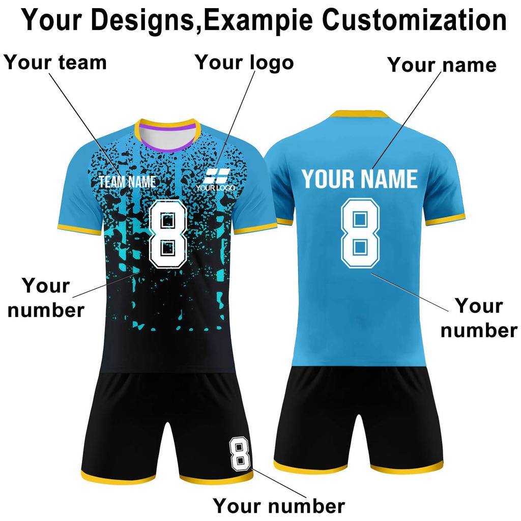 Custom Soccer Jersey Set Personalized Team Uniforms Quick Dry Sportswear for Youth and Adults with and Number