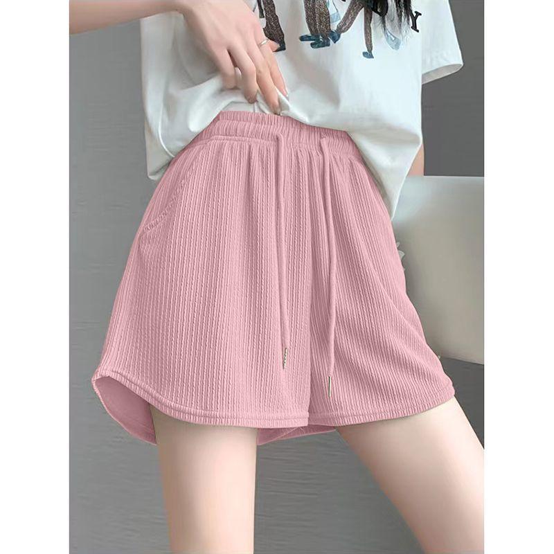 Ice Silk Women's Wide-Leg Sports Shorts, Summer Casual High-Waisted, Versatile Running Outerwear - Single/Double Three-Quarter Length