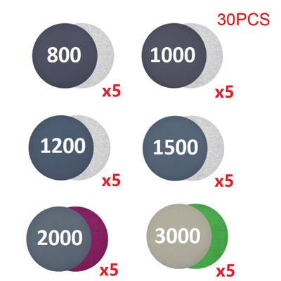30 szt. 3 cale/75 mm Krążki ścierne na rzep Mokro/Sucho 800 1000 1200 1500 2000 3000 Gradacji