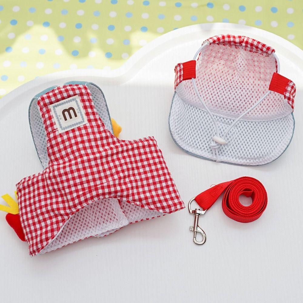 3 Pcs/Set Breathable Fabric Dog Leash Cute Hat Cat Chest Harness Pet Traction Rope Set Outgoing
