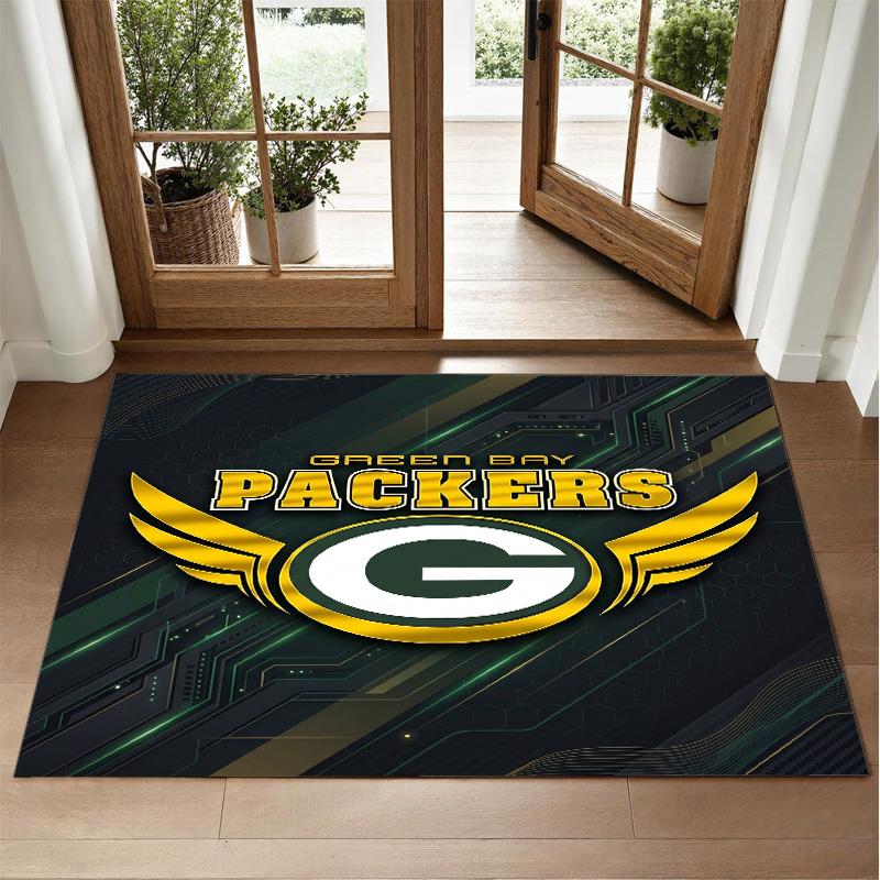 Green Bay Packers Design Crystal Velvet Rug Soft Decorative Mat for Bedroom Entrance