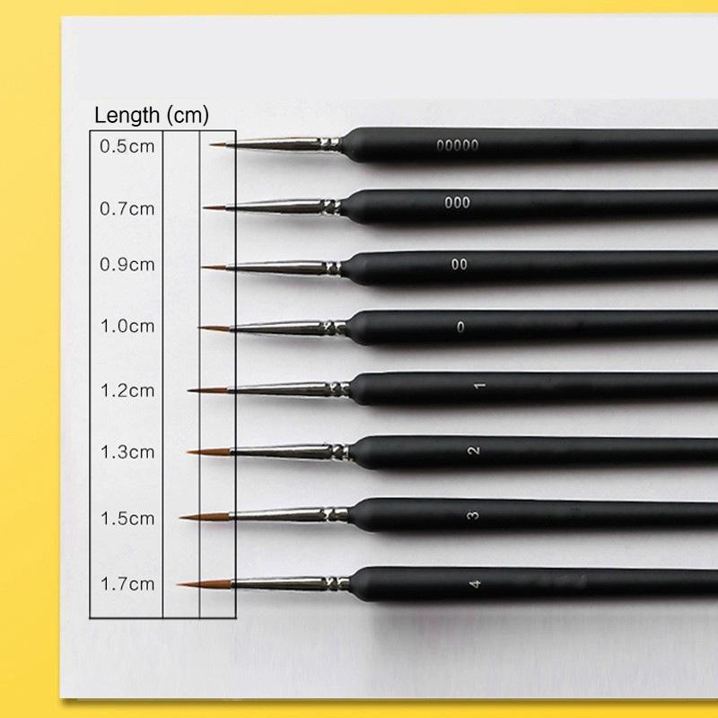 Borrence Miniature Hook Line Pen Art Paint Brushes 4/5/8/10/11pcs for Gouache Acrylic Watercolor Oil Paints Artists Hand Painted