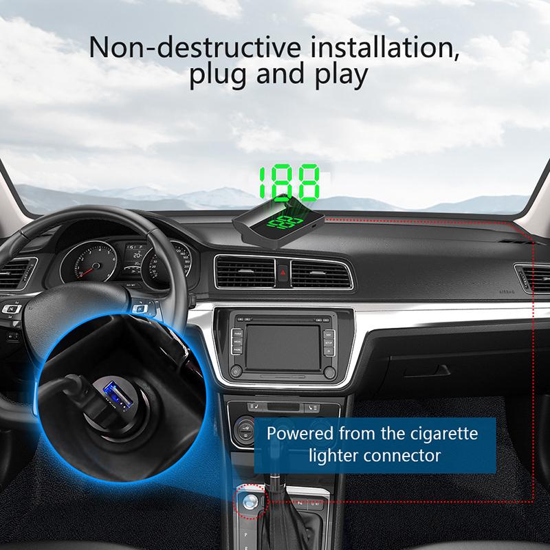 Car Digital Speedometer Head Up Display Vehicles Speed Gauge Hud Windshield Projector For Truck Gps Driving Assistance Tool