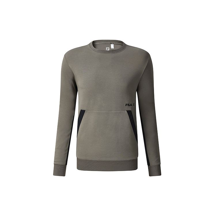 FILA Athletics Simple Logo Casual Sports Knit Pullover Crewneck Sweatshirt Men sweatshirt Outcrops-Green A11M231210F-KK XL