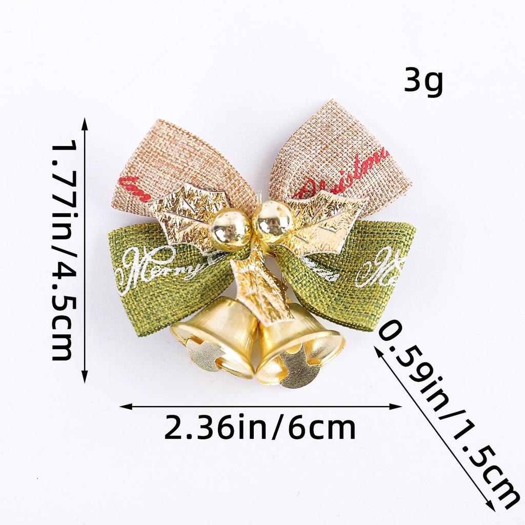 Linen Bow Pendant Mini Bell Christmas Tree Ornament